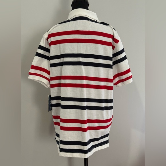 New US Polo Assn L Striped Polo Shirt - White, Red & Navy 189 - Picture 5 of 9